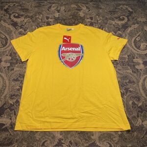 Puma Arsenal AFC Fan Crest Cotton Tee Top Shirt Mens Size XXL Yellow New
